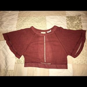 Mauve flare sleeve crop top